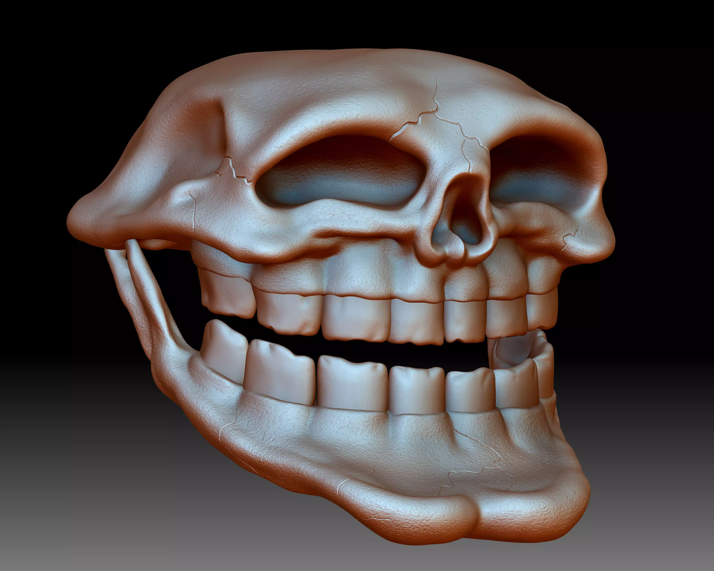 Troll Face Skull 3D printable 3D print model_0
