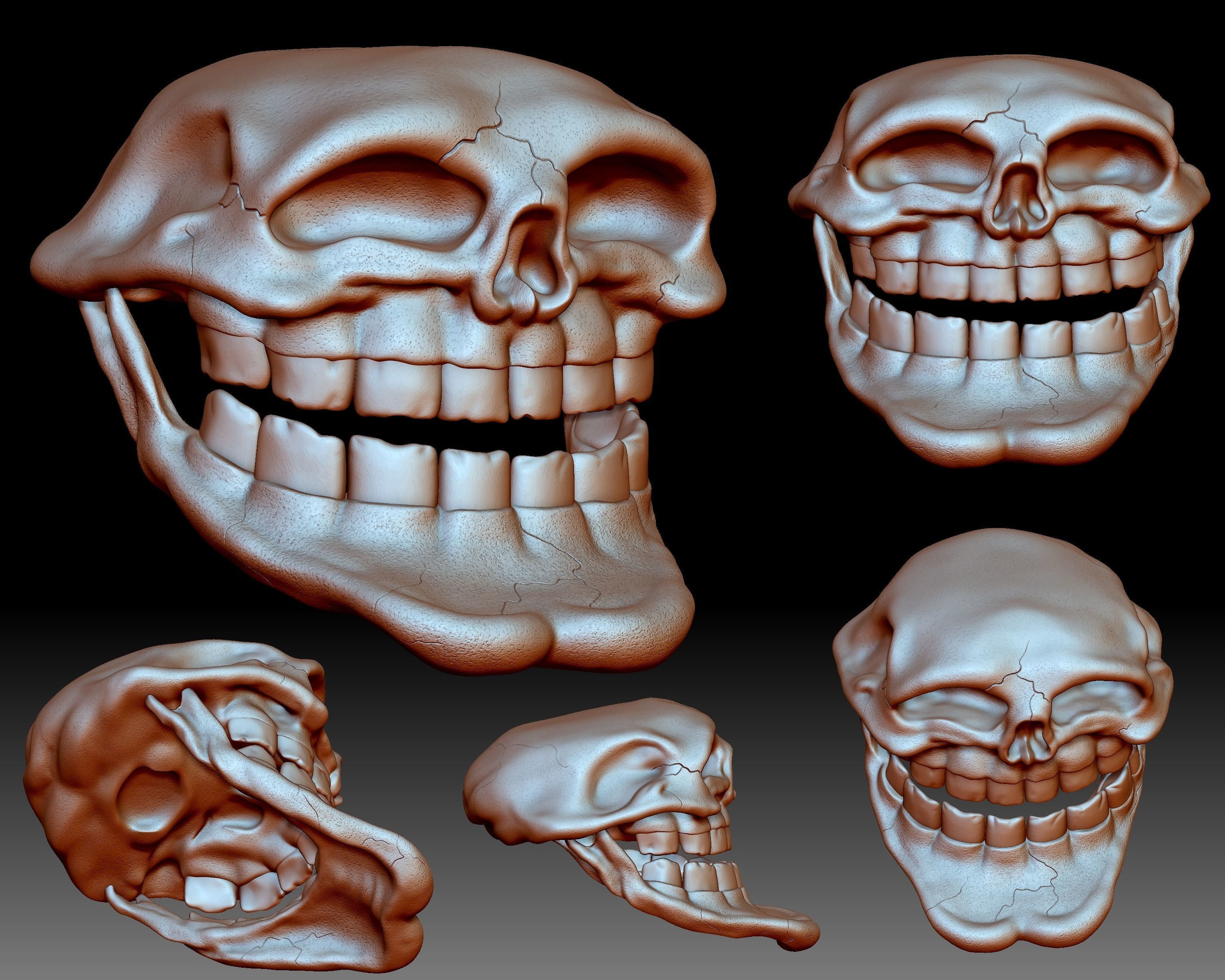 Troll Face Skull 3D printable 3D print model_1