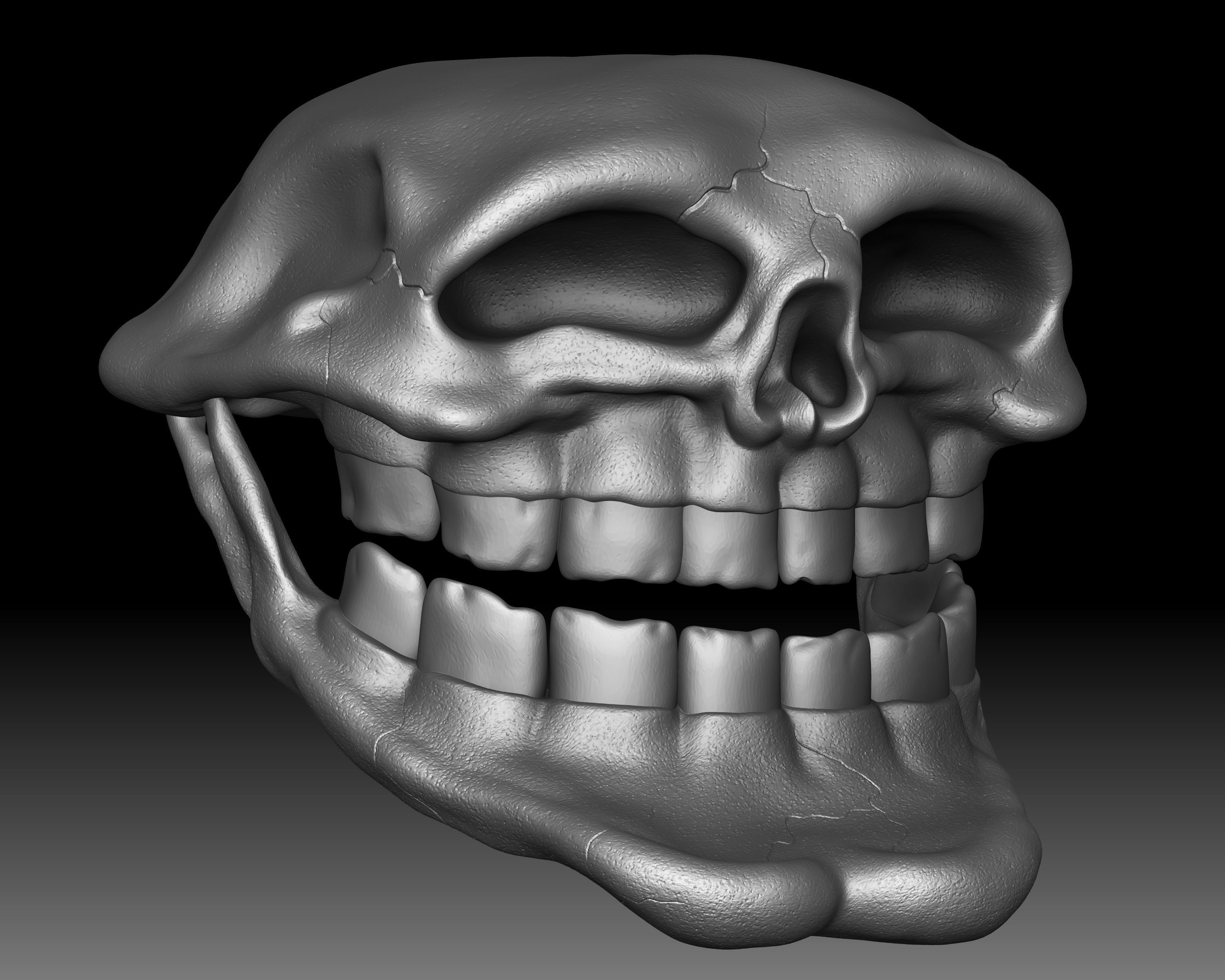 Troll Face Skull 3D printable 3D print model_3