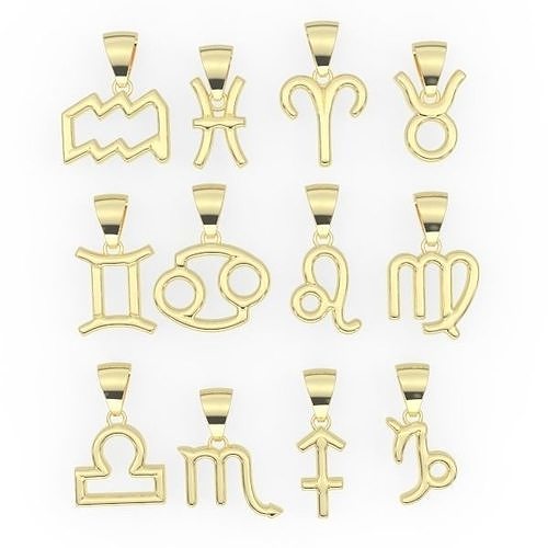 pendant twelve symbols of the zodiac  Silver Gold  Print 3D print model