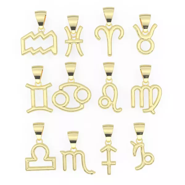 pendant twelve symbols of the zodiac Silver Gold Print 3D print model