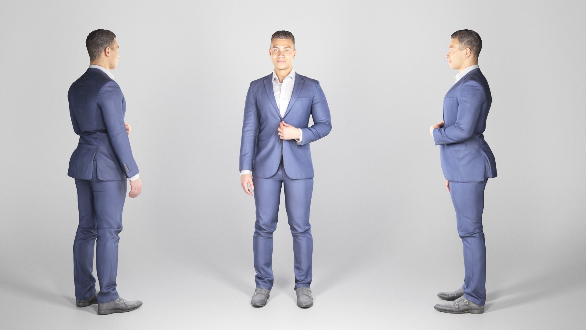 Handsome young man in business suit 243 Low-poly 3D model_2