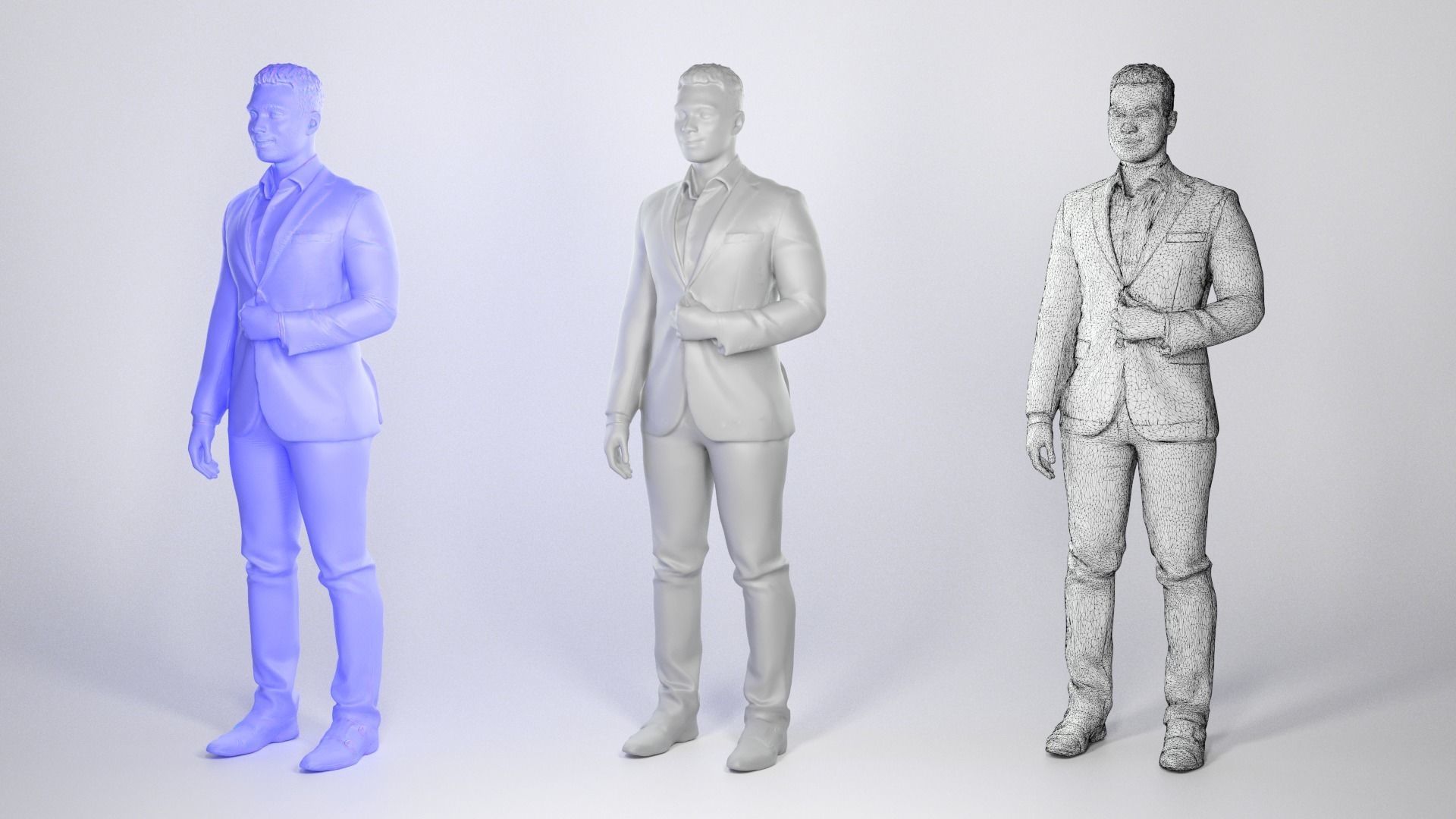 Handsome young man in business suit 243 Low-poly 3D model_3