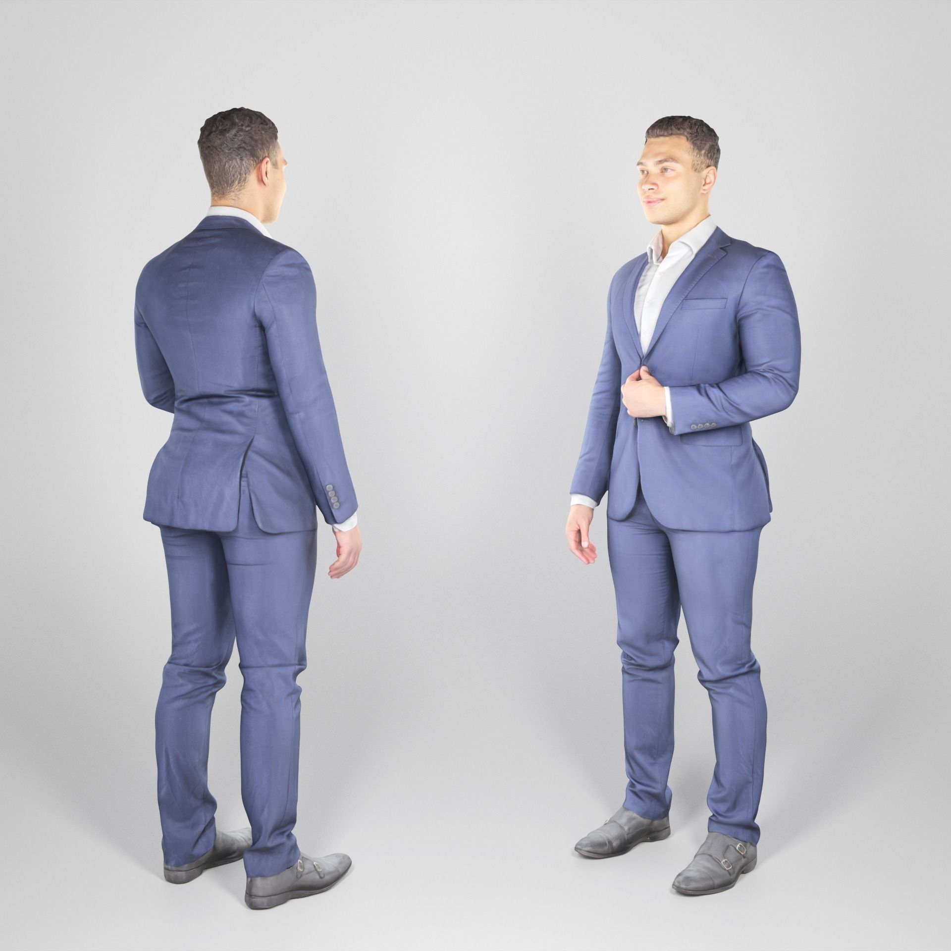 Handsome young man in business suit 243 Low-poly 3D model_1