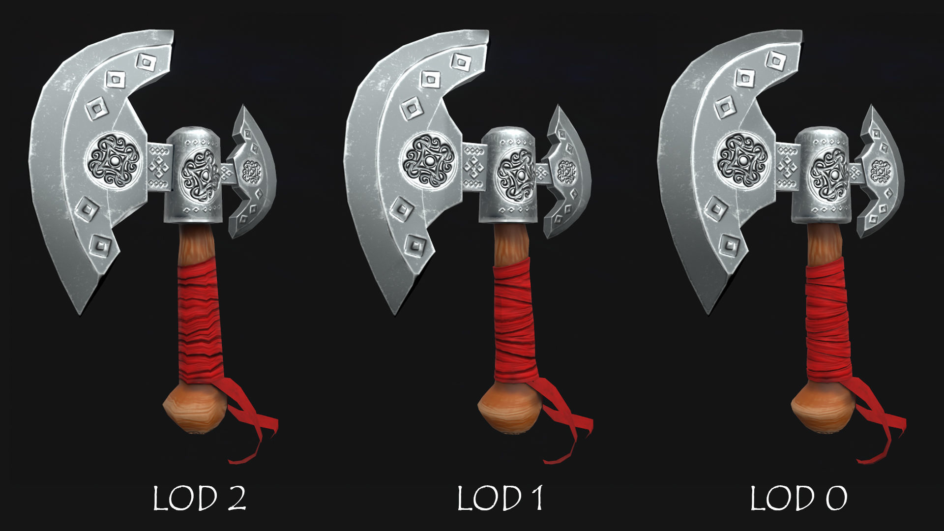 Stylised lowpoly Axe Low-poly 3D model_6