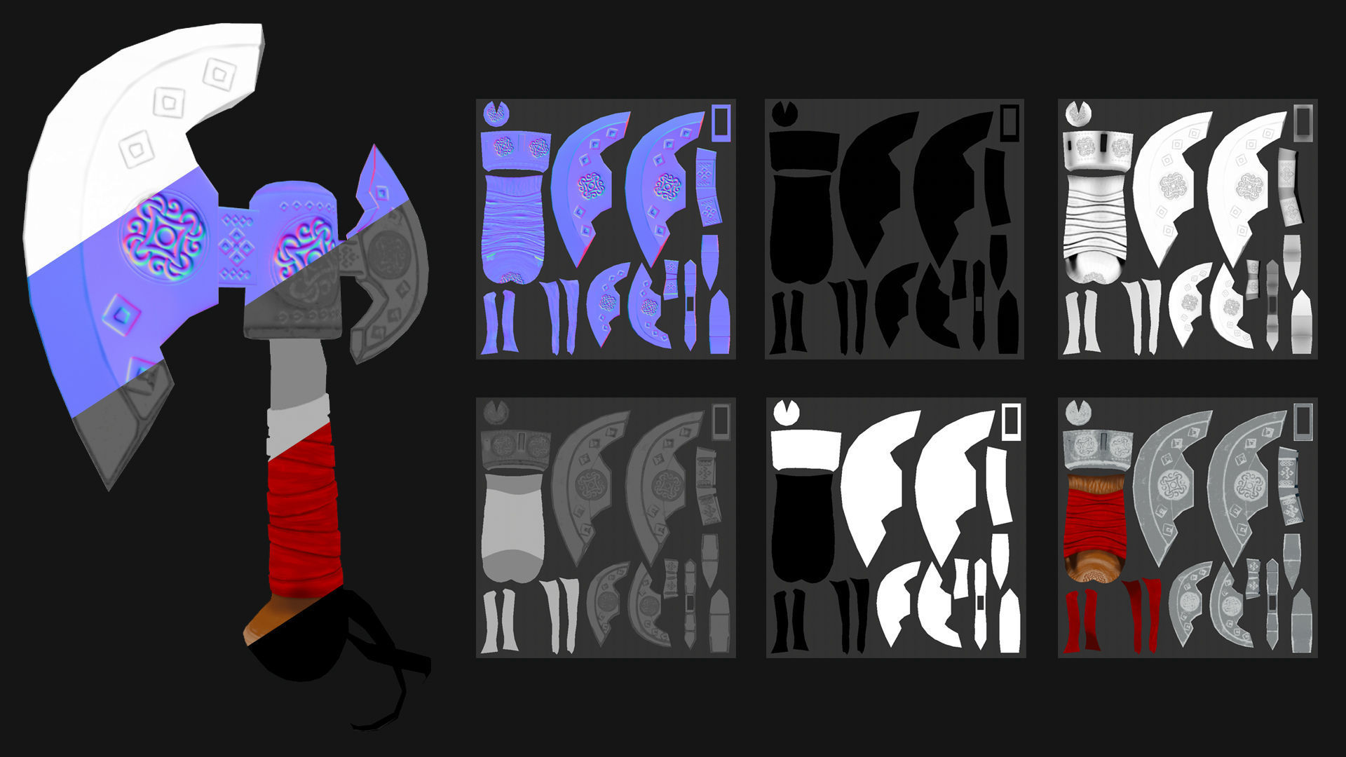 Stylised lowpoly Axe Low-poly 3D model_7