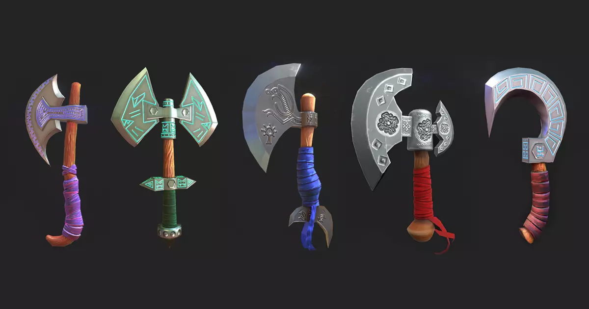 Stylised lowpoly Axe Low-poly 3D model_0