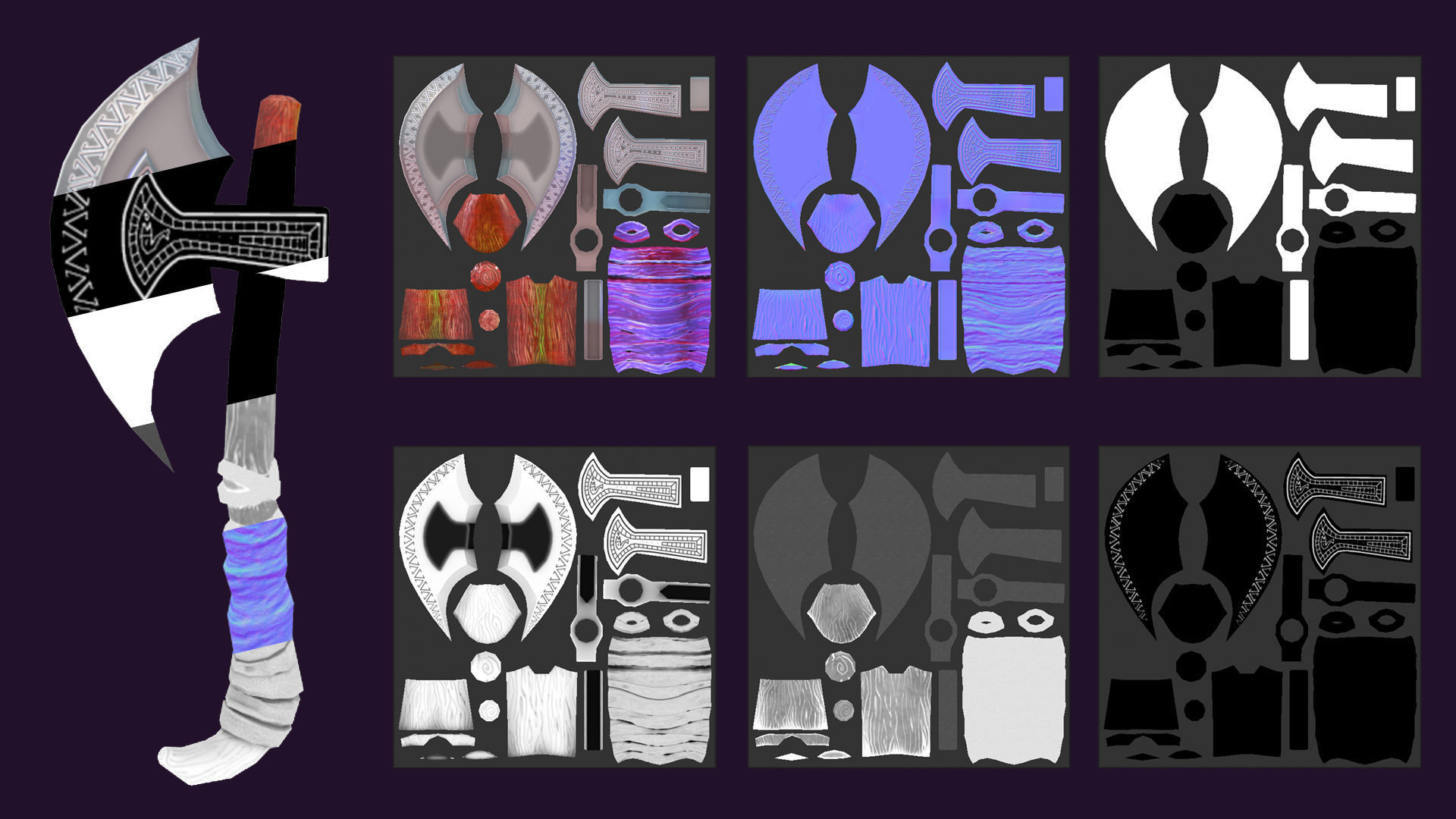 Stylised lowpoly Axe Low-poly 3D model_3