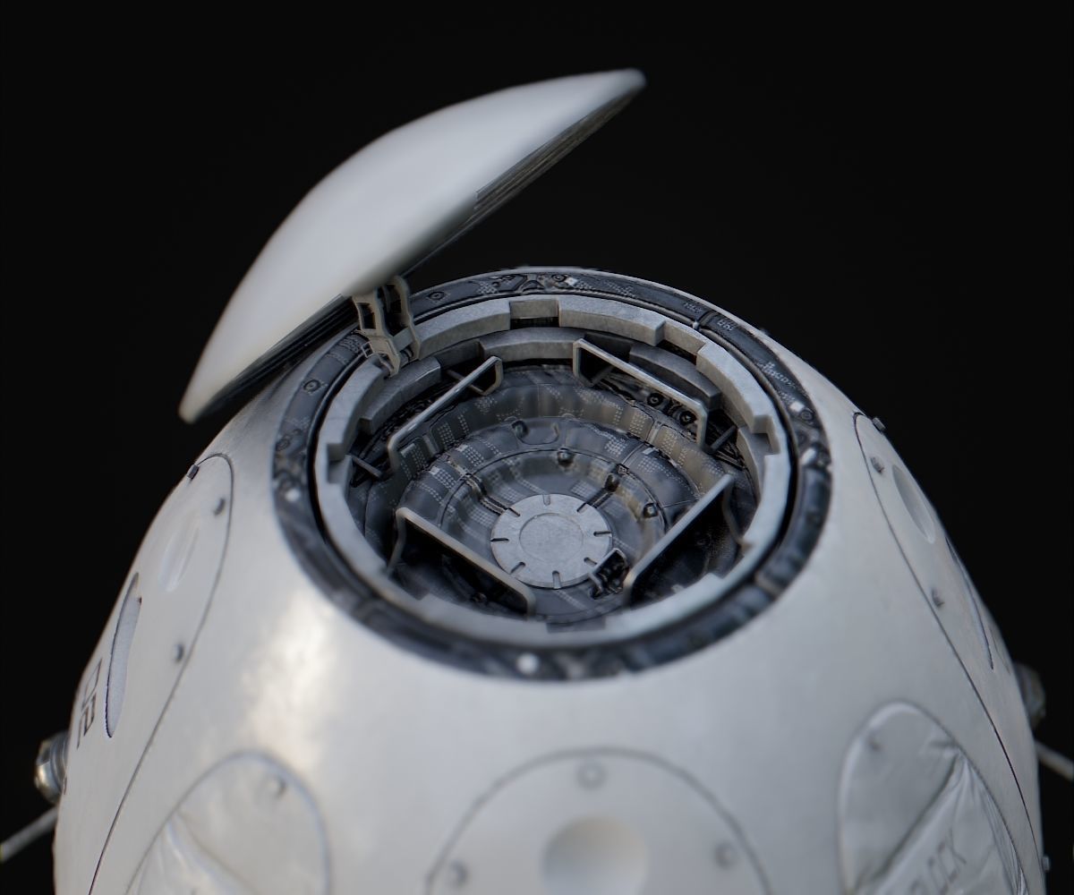 Space Rocket Low-poly 3D model_1