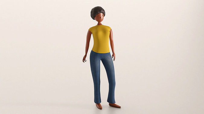 Female character Low-poly 3D model