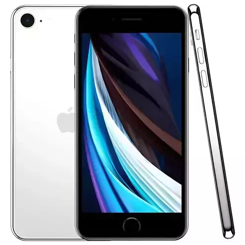  Apple iPhone SE 2020 White Low-poly 3D model
