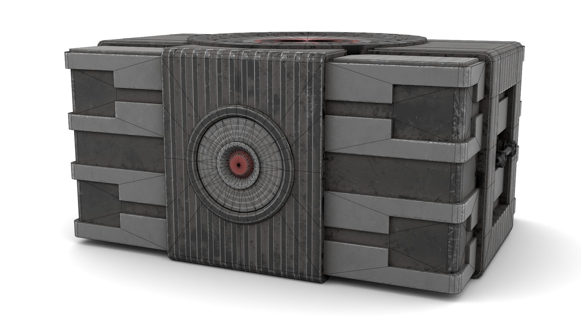 Black Sci-Fi Case Low-poly 3D model_13