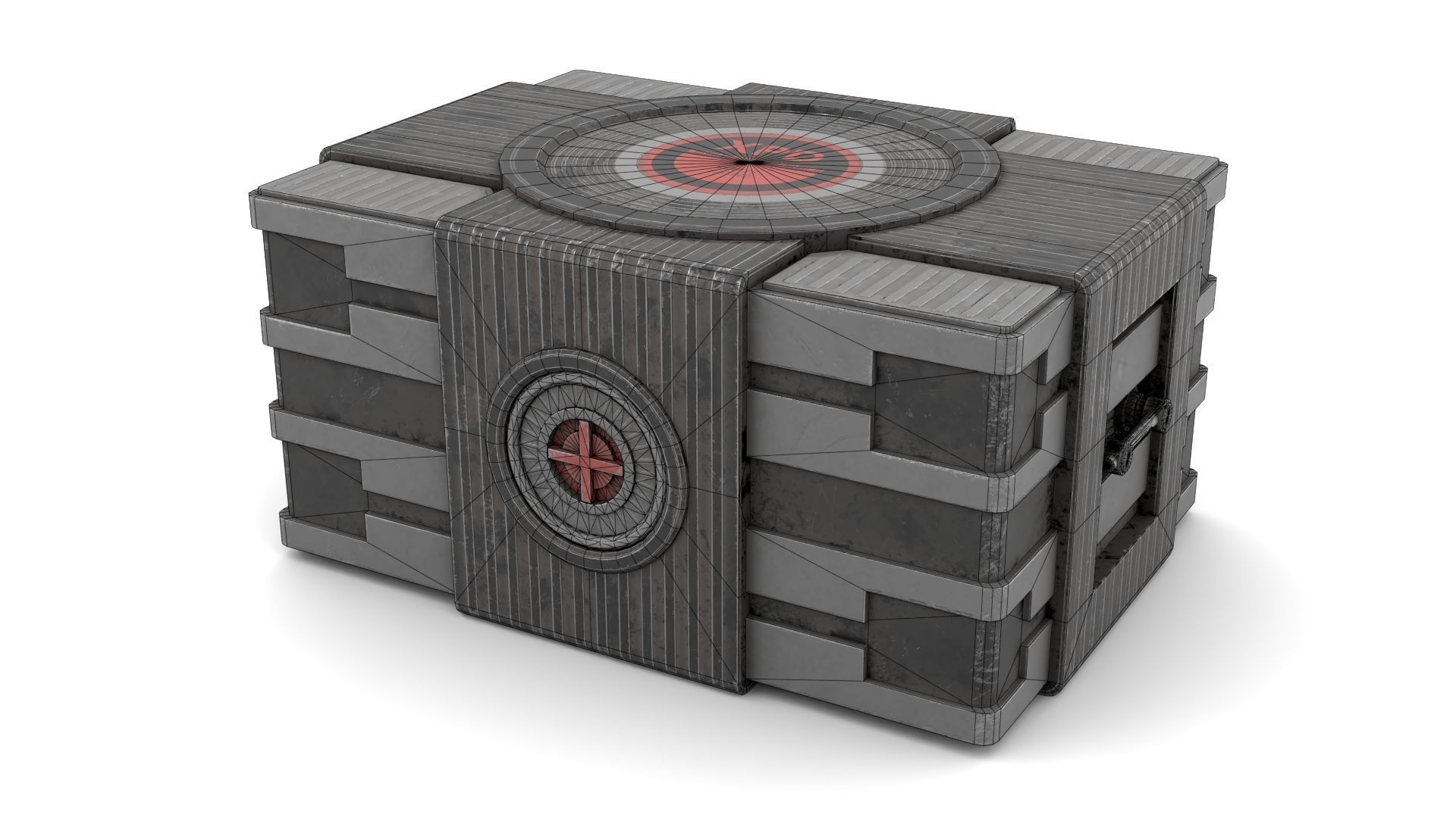 Black Sci-Fi Case Low-poly 3D model_10