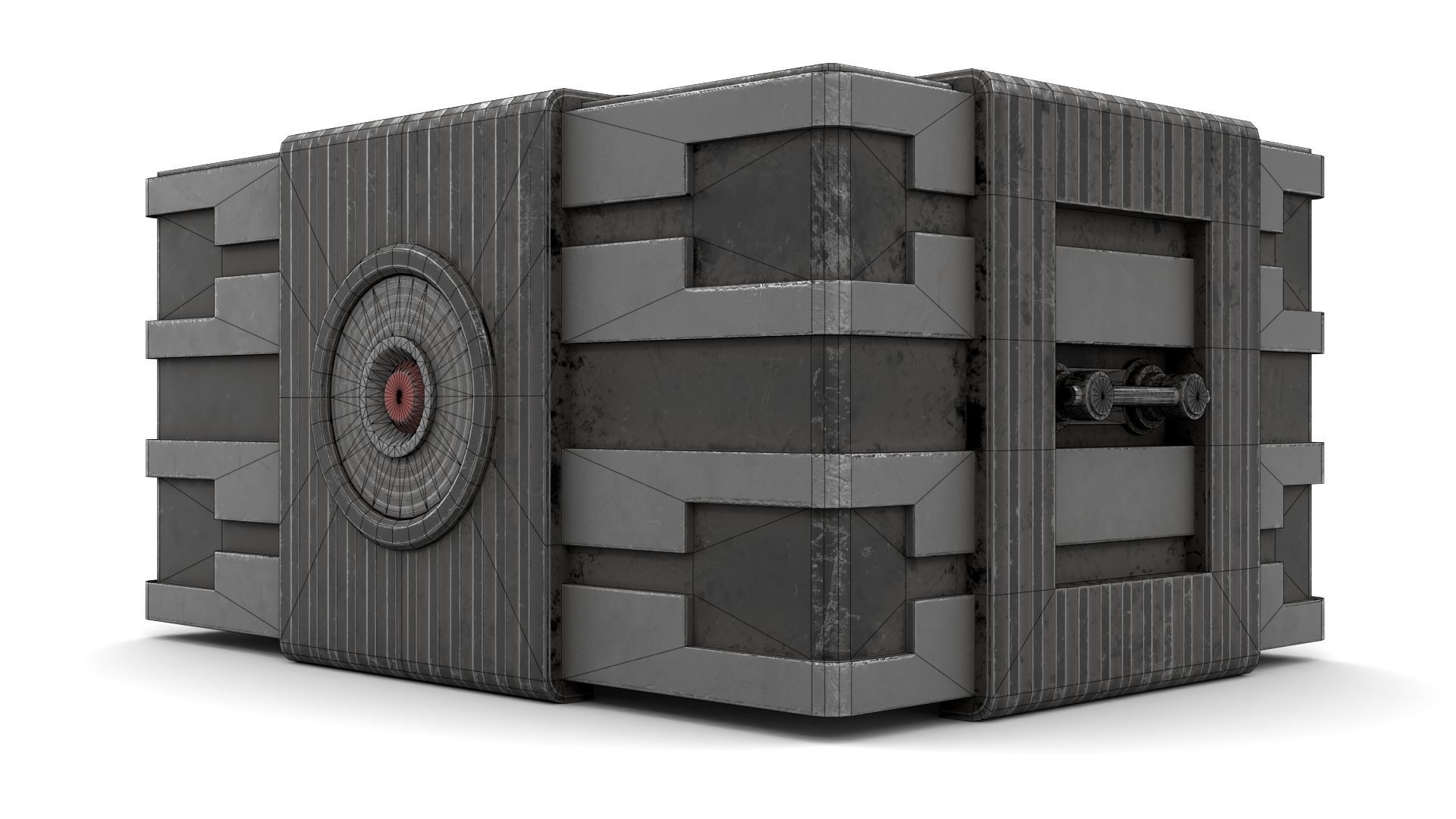 Black Sci-Fi Case Low-poly 3D model_16