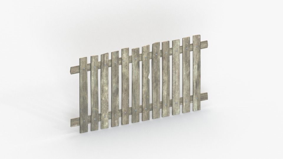 Wood Fence  Free low-poly 3D model_1