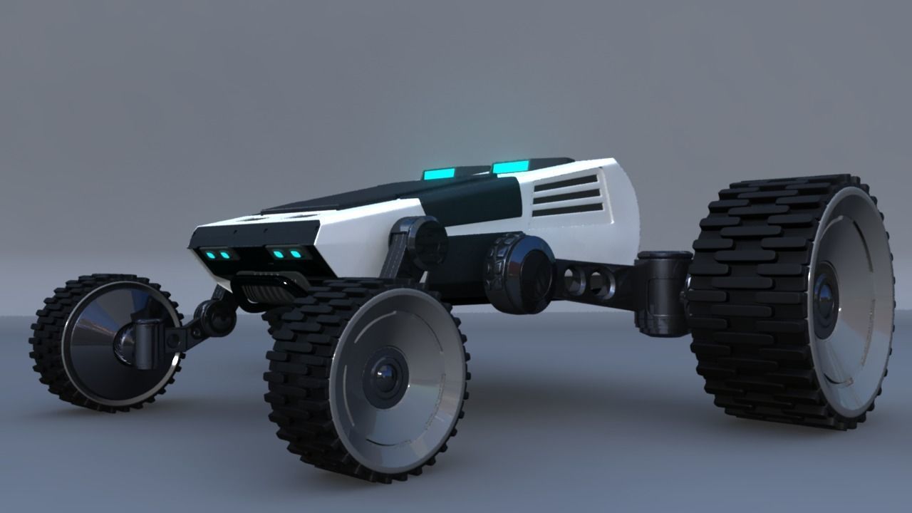 Rigged 4x4 Wheel Robot Drone Model 3D model_1