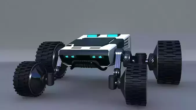 Rigged 4x4 Wheel Robot Drone Model 3D model