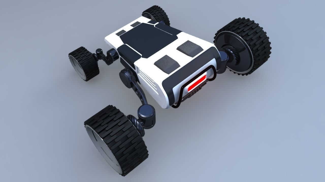 Rigged 4x4 Wheel Robot Drone Model 3D model_9