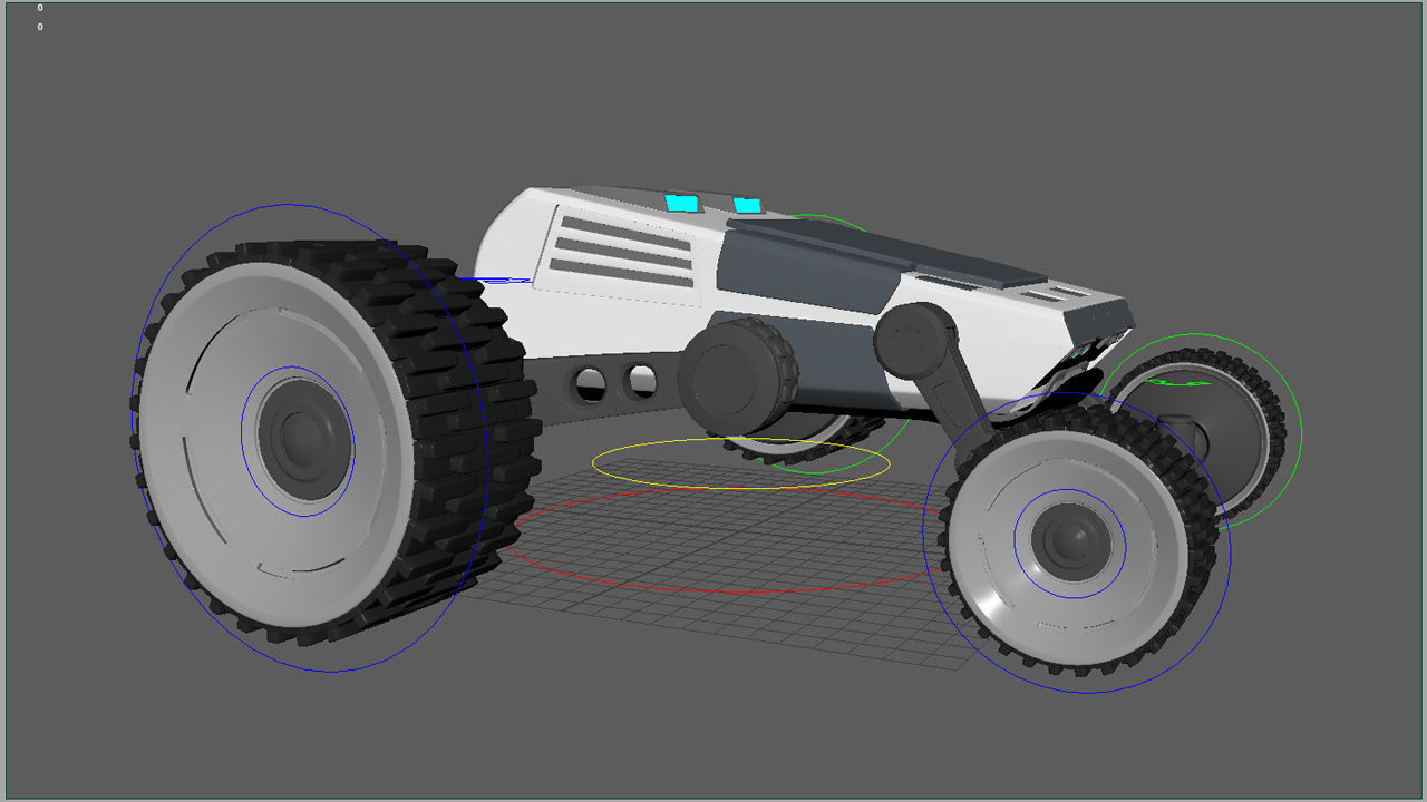 Rigged 4x4 Wheel Robot Drone Model 3D model_10