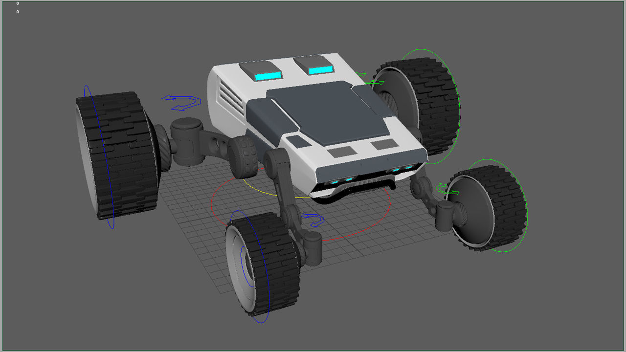 Rigged 4x4 Wheel Robot Drone Model 3D model_12