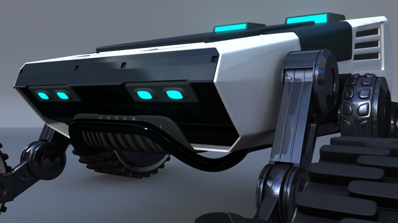 Rigged 4x4 Wheel Robot Drone Model 3D model_8