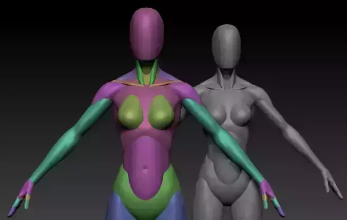 Female Anatomy Blockout Low-poly 3D model