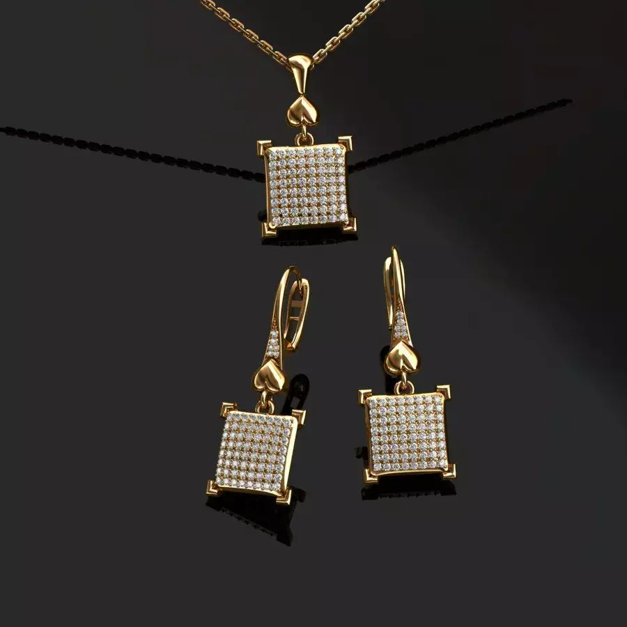 Earrings and Pendant 3D print model_0
