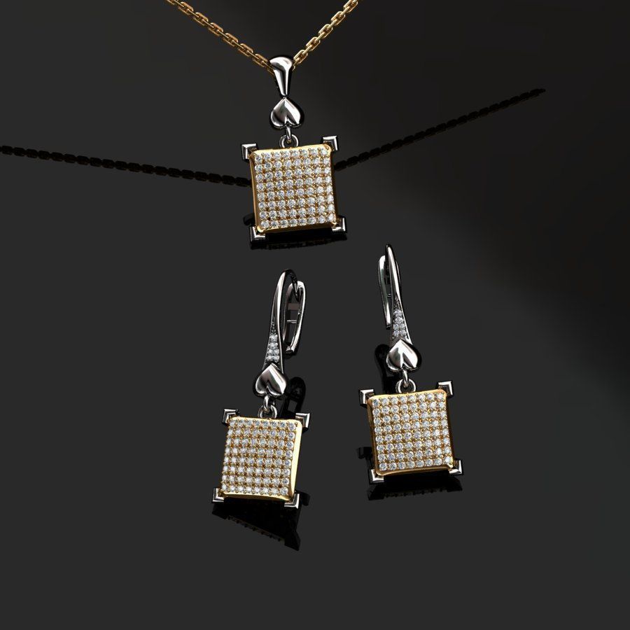 Earrings and Pendant 3D print model_3