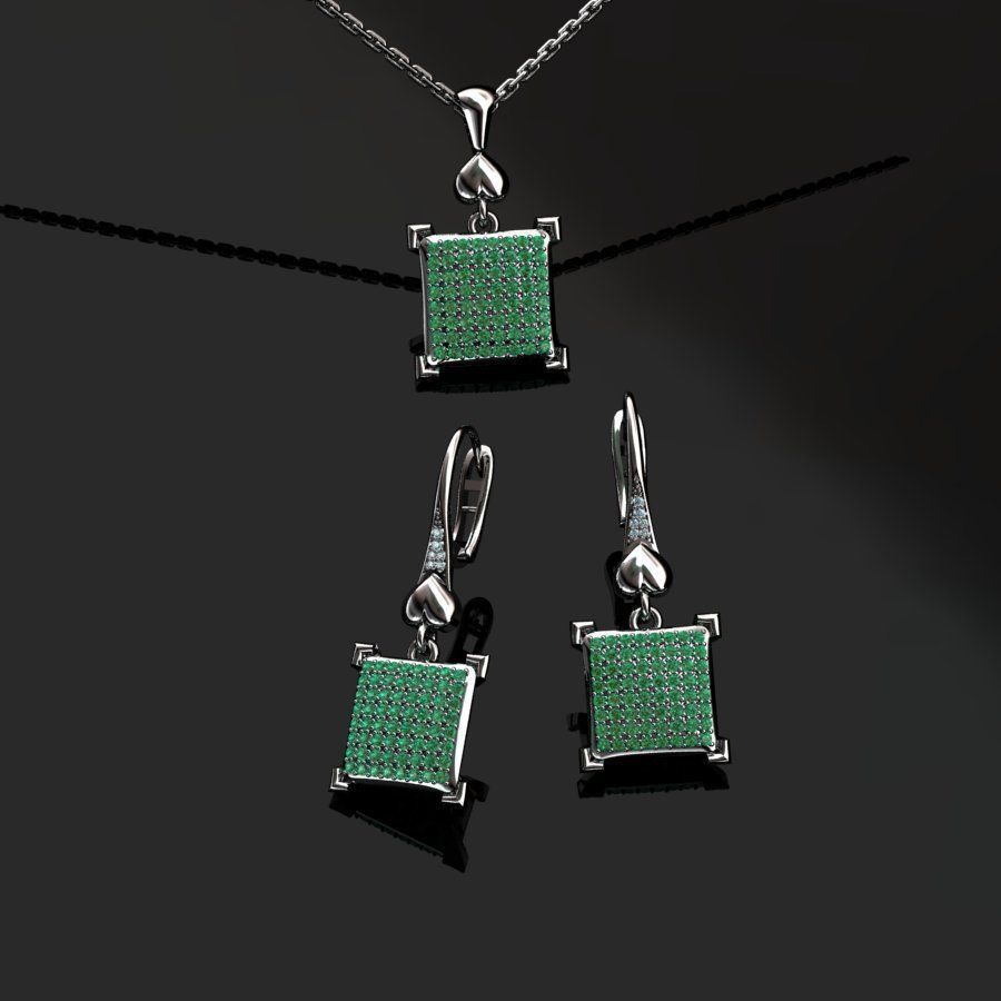 Earrings and Pendant 3D print model_9