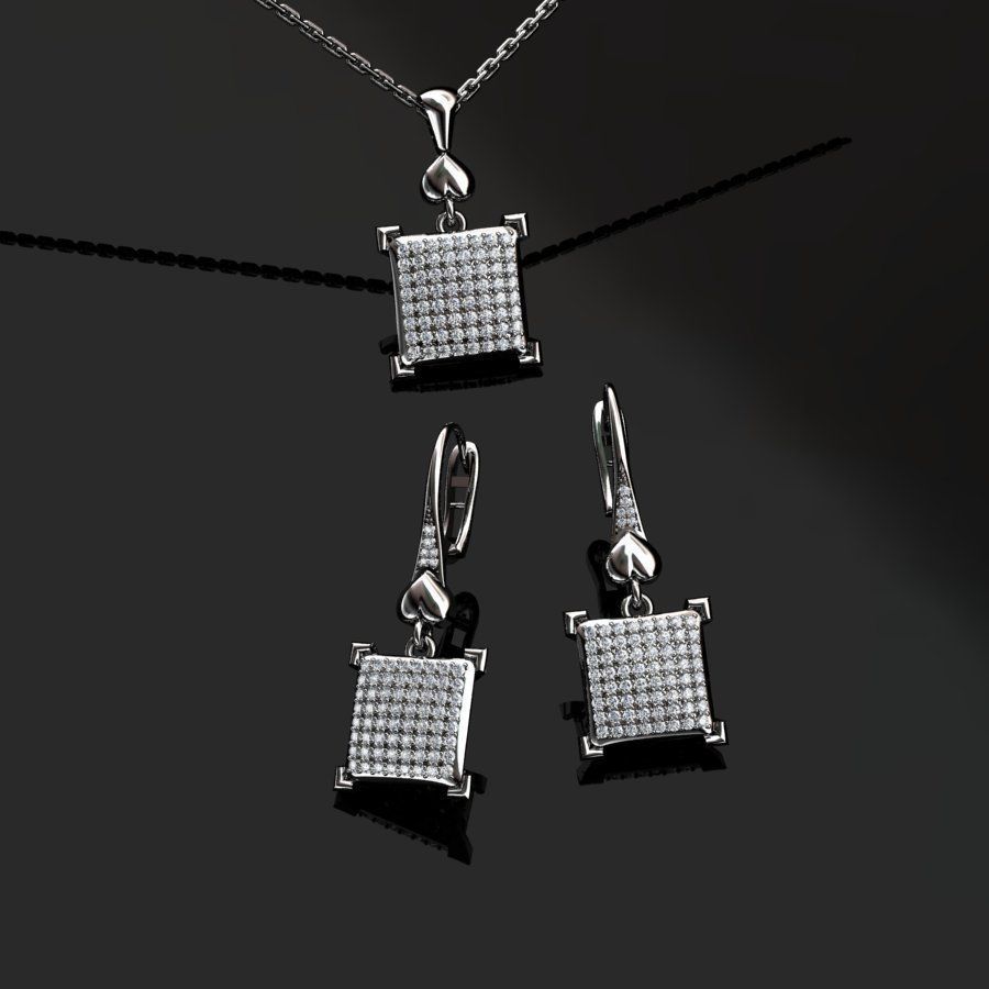 Earrings and Pendant 3D print model_1