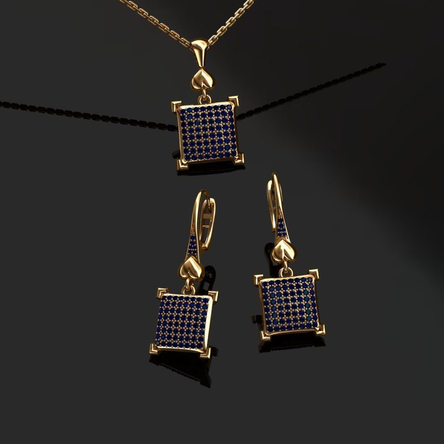 Earrings and Pendant 3D print model_8