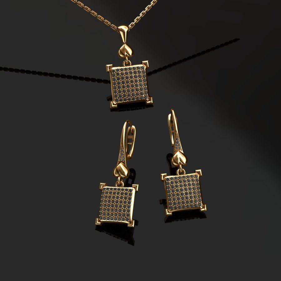 Earrings and Pendant 3D print model_12