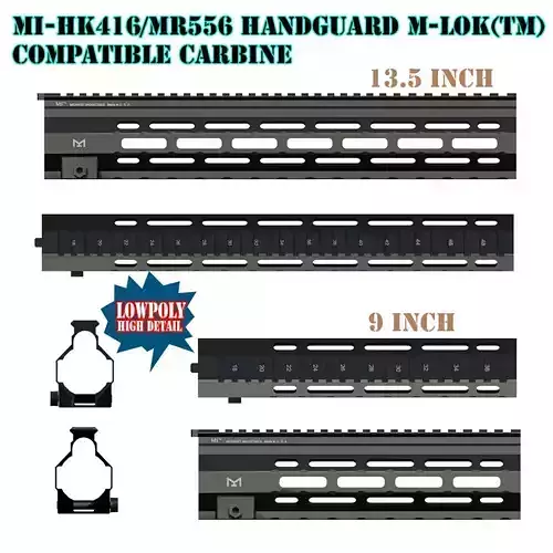 MI-HK416-MR556 Handguard M-LOK Compatible Carbine Low-poly 3D model