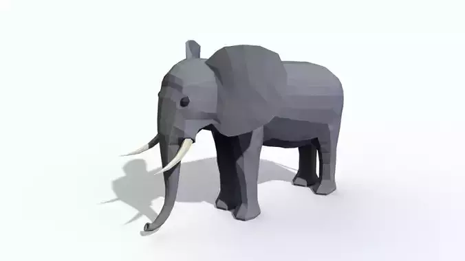 Low Poly Elephant with tusks Free 3D model