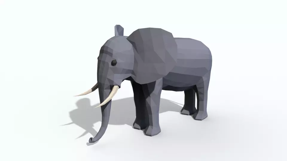Low Poly Elephant with tusks Free 3D model