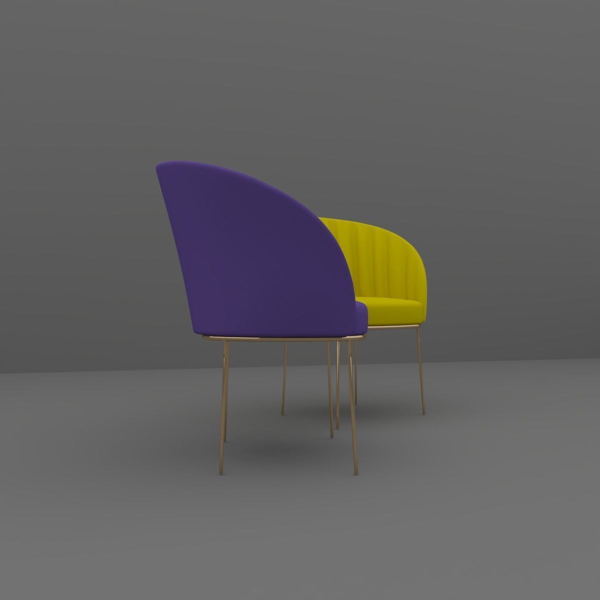 Chair gold 3D model_2