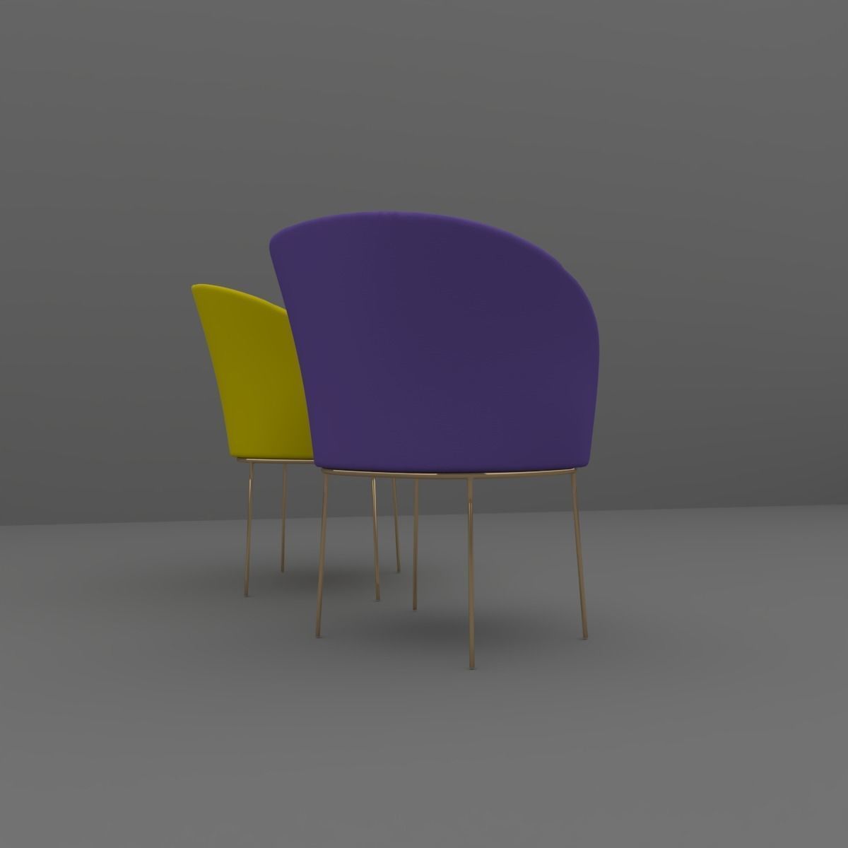 Chair gold 3D model_3