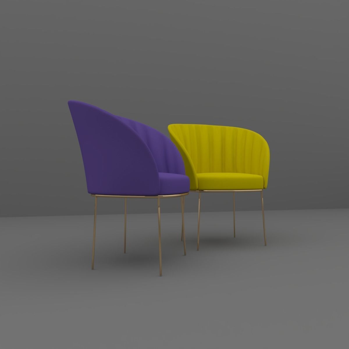 Chair gold 3D model_1