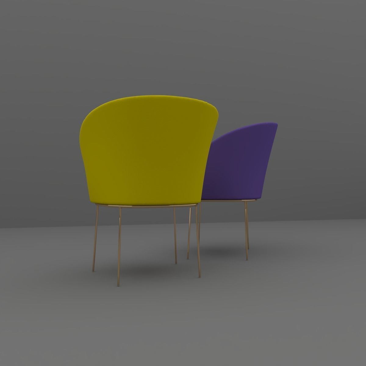 Chair gold 3D model_7