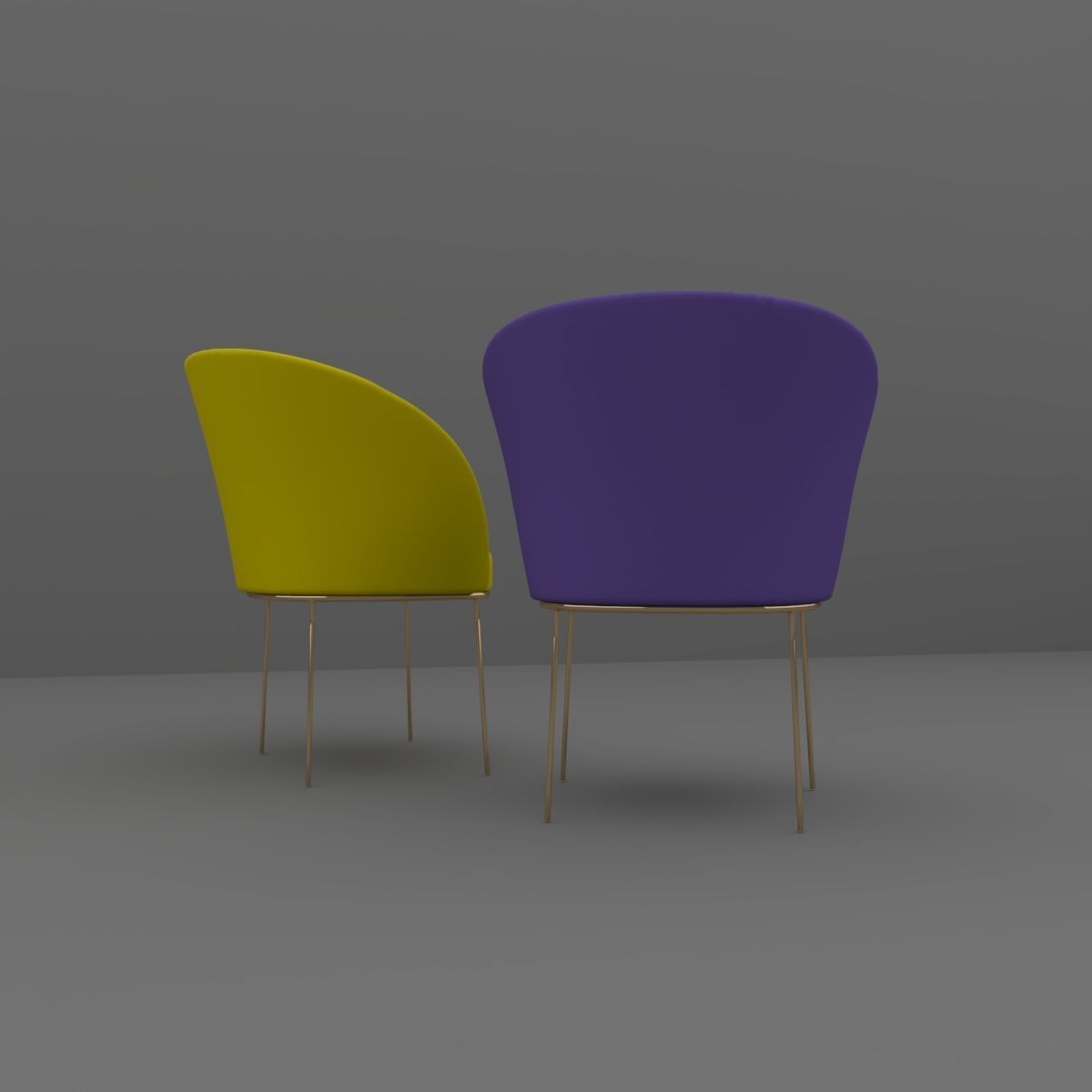 Chair gold 3D model_4