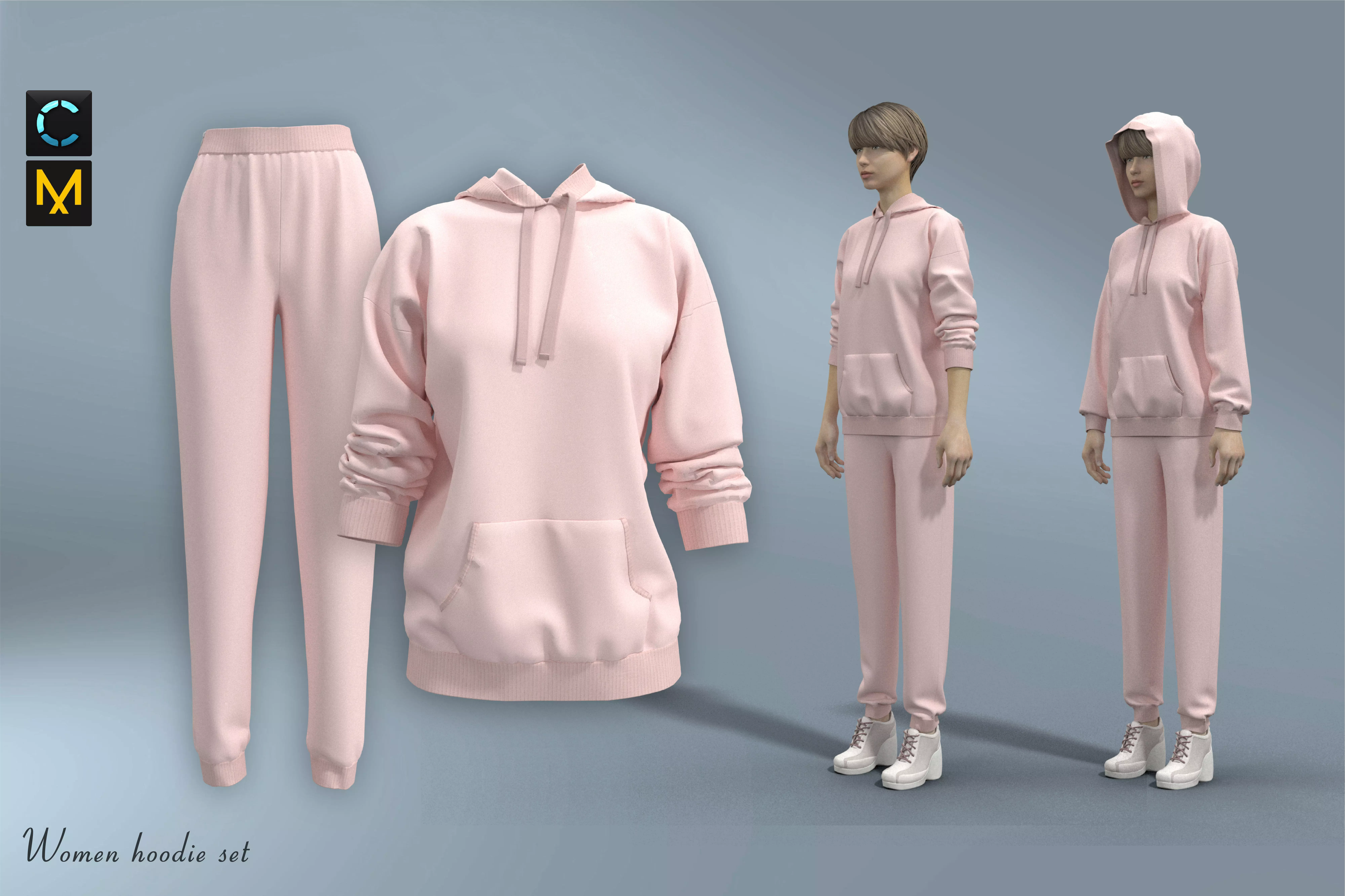 Hoodie set girl sweatpants 3D model