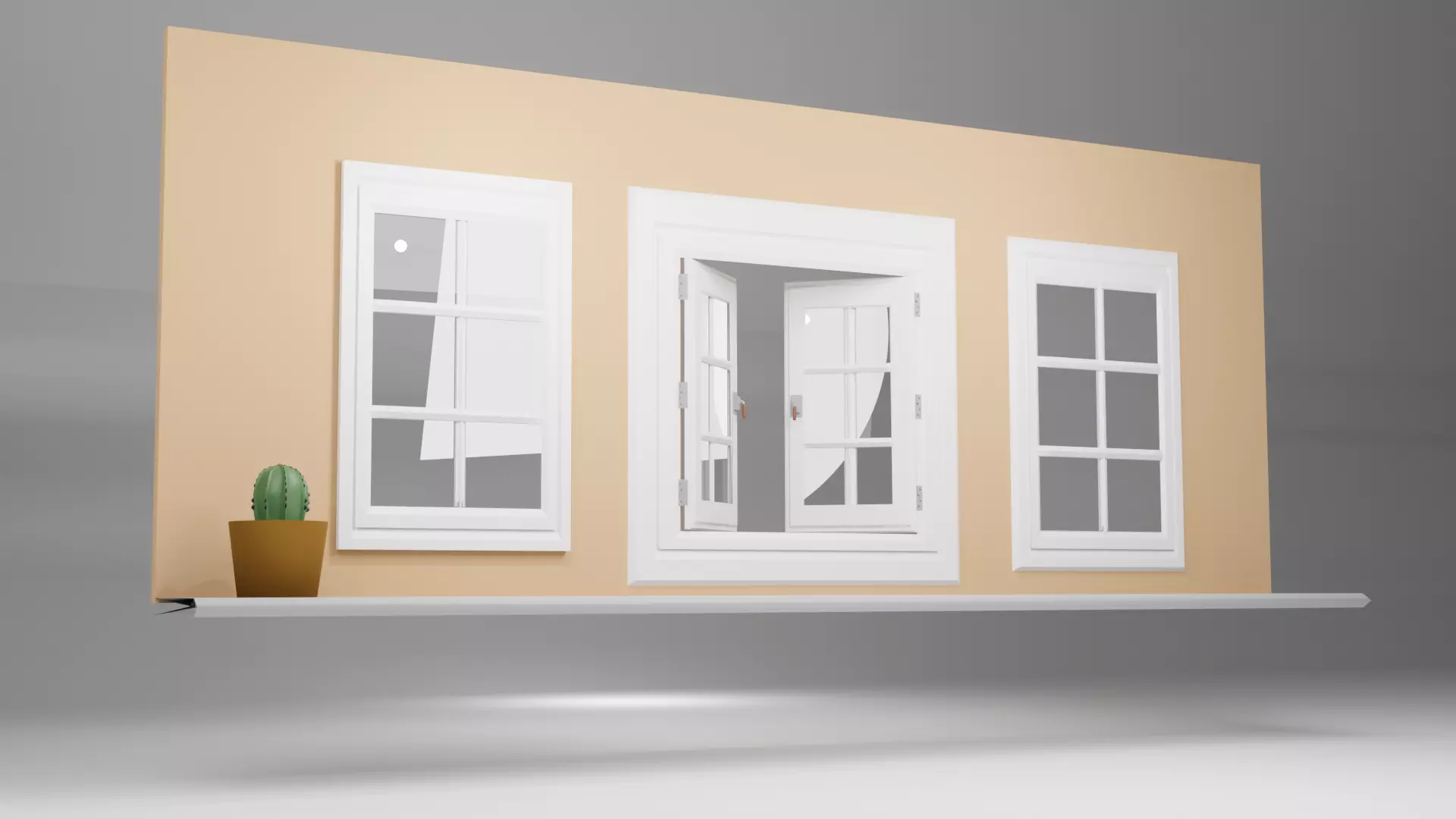 French Style window Free 3D model_0