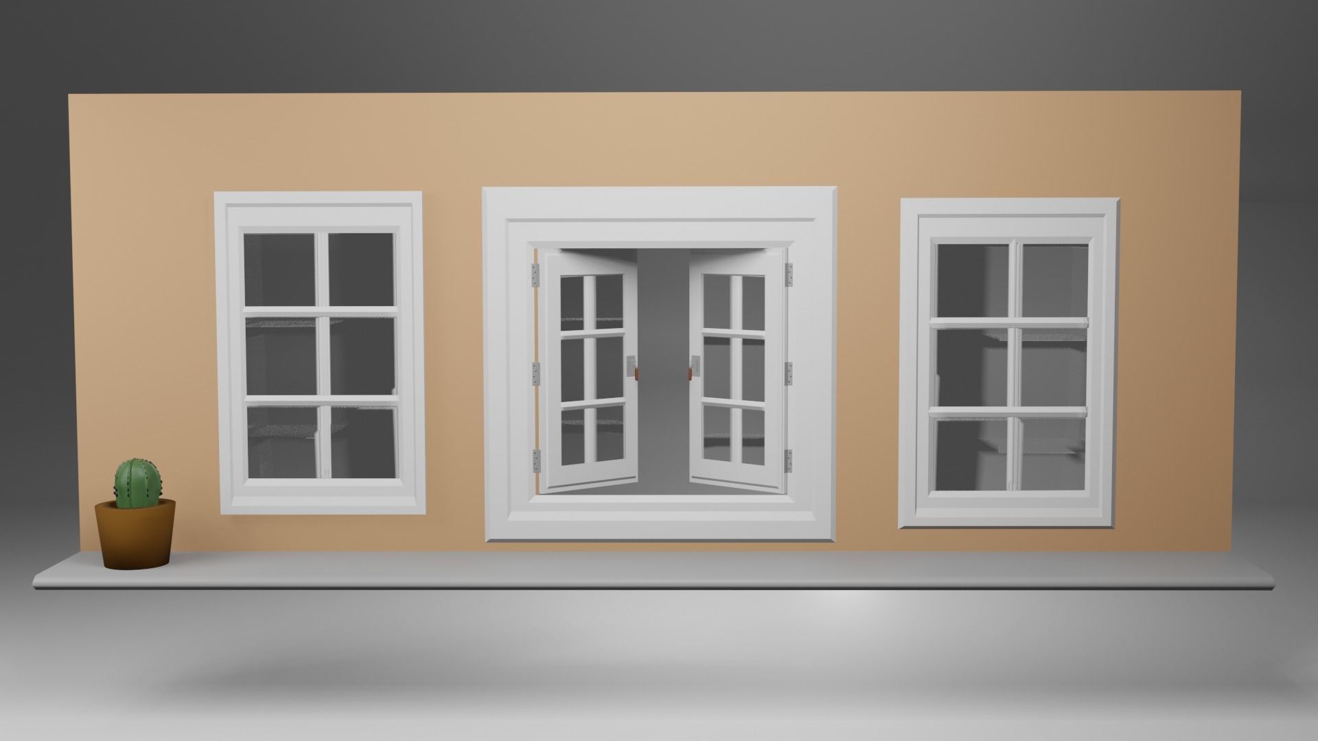French Style window Free 3D model_1