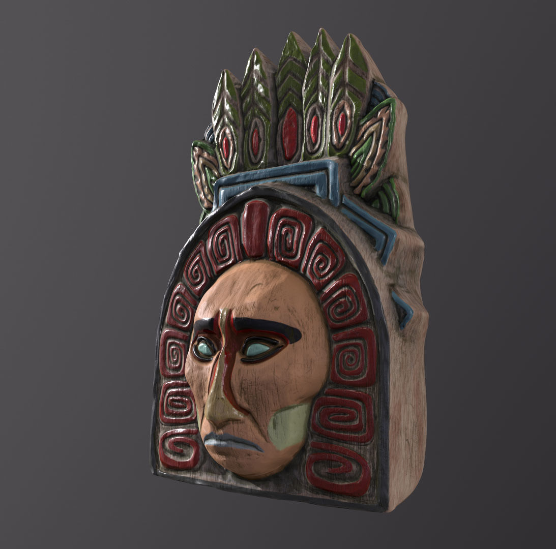 Totem indian mask Low-poly 3D model_2