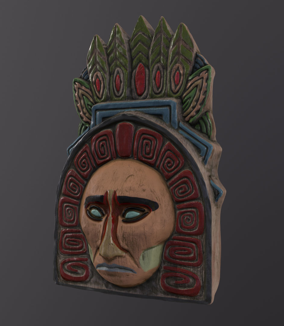 Totem indian mask Low-poly 3D model_1