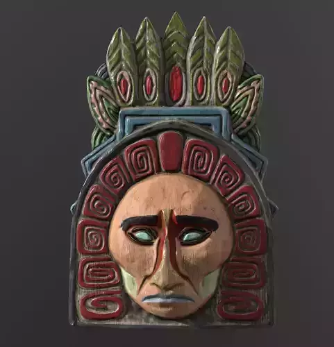 Totem indian mask Low-poly 3D model