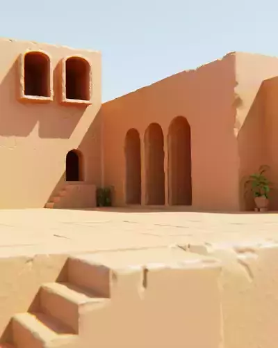 Ancient Desert Building Contemporary Architectural Scene 3D model
