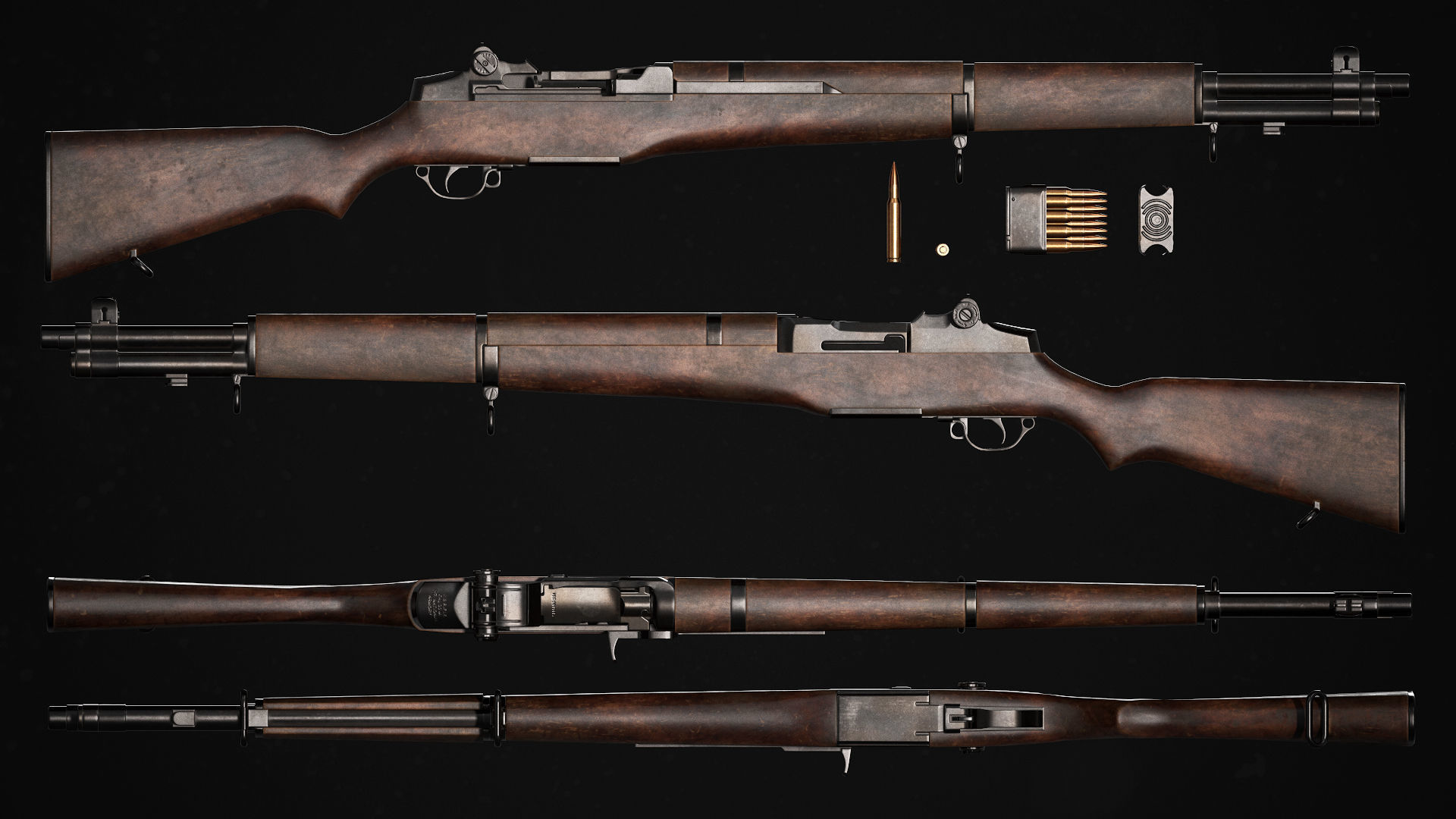 M1 Garand Rifle Low-poly 3D model_2