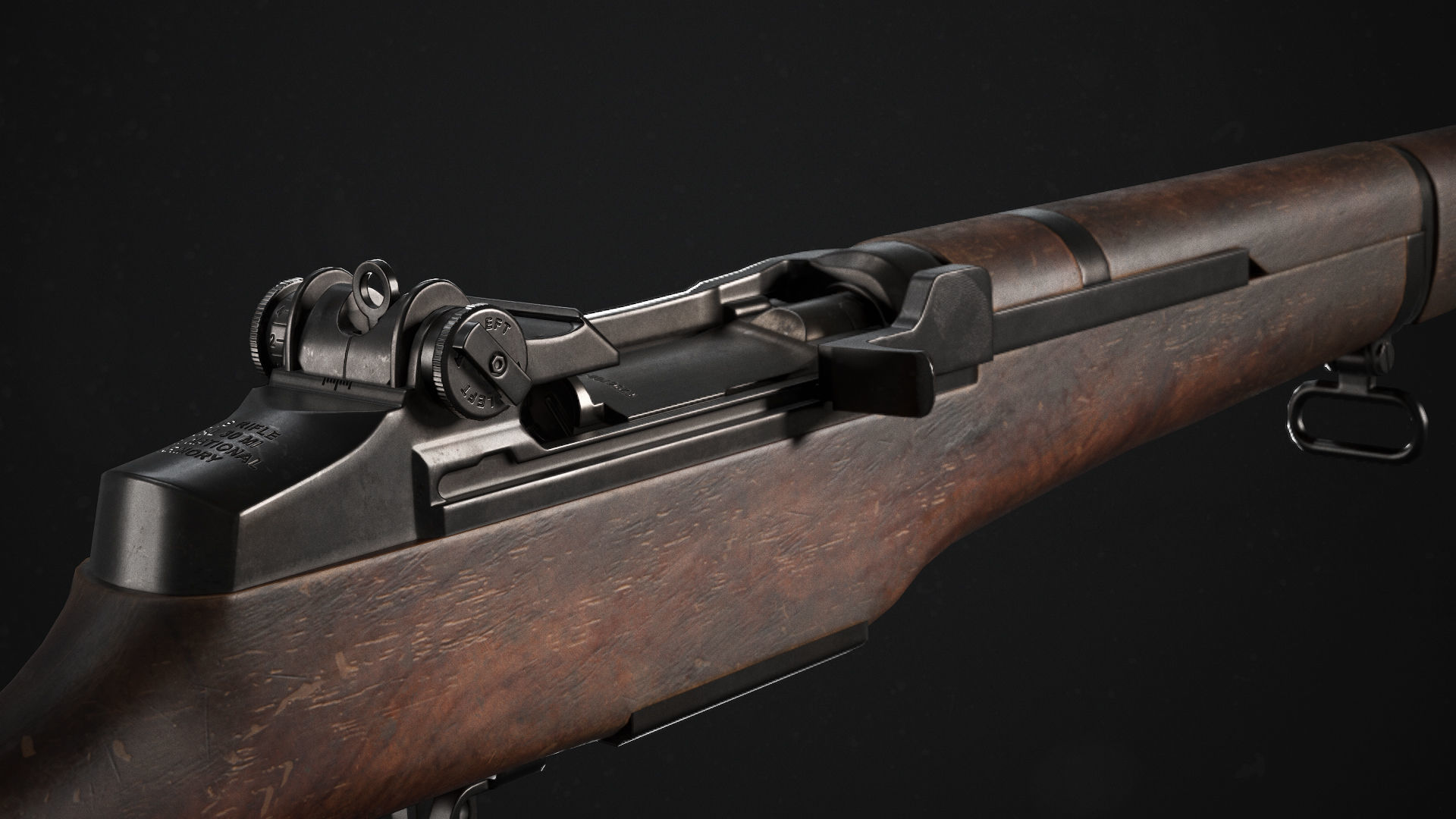 M1 Garand Rifle Low-poly 3D model_3