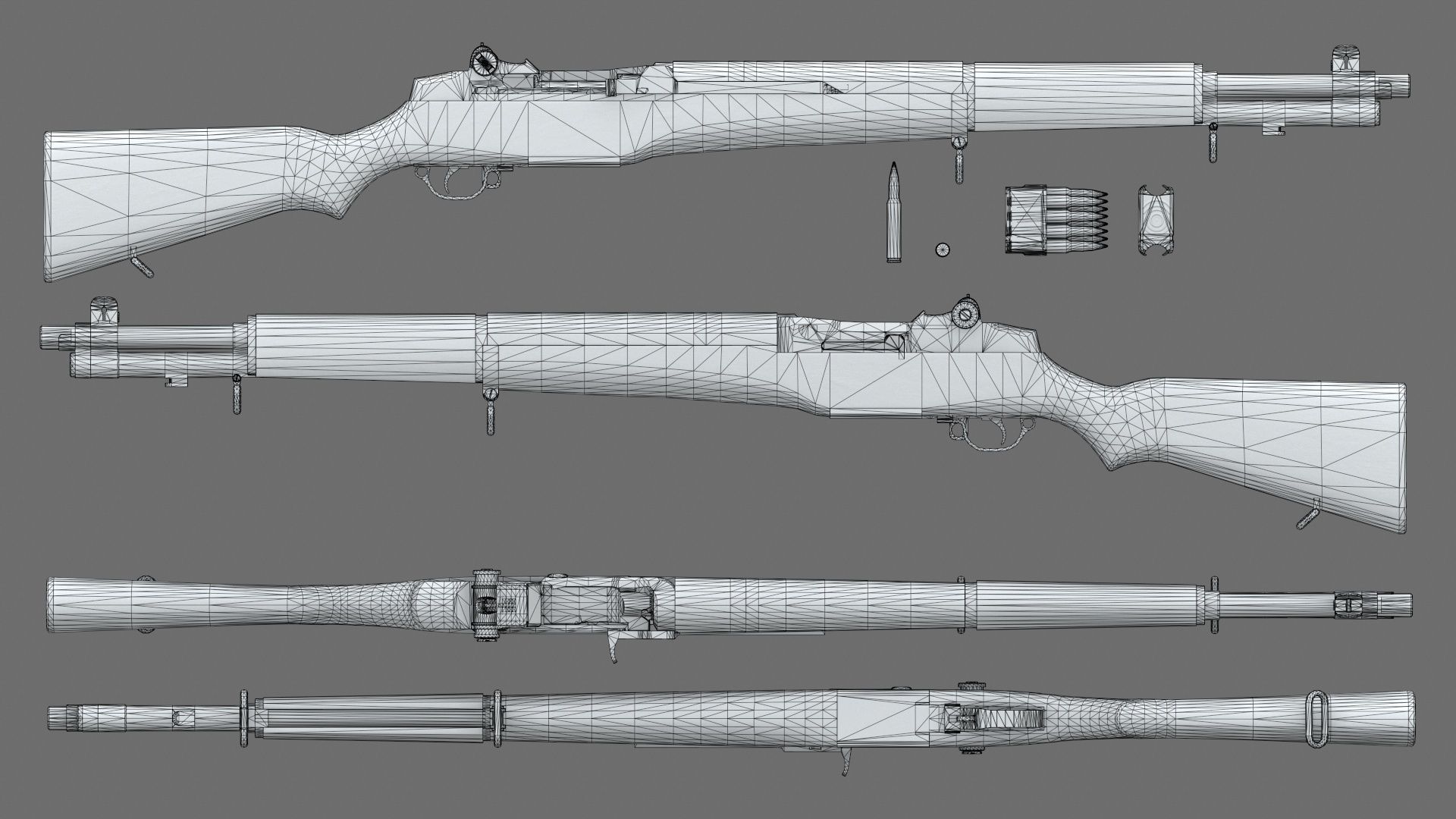 M1 Garand Rifle Low-poly 3D model_9